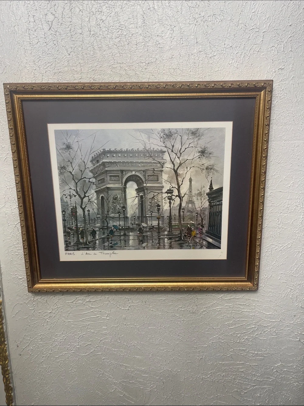 Vintage Maurice Legendre Paris L’Arc de Triomphe Lithograph Framed